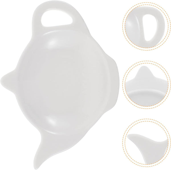 Kichvoe Ceramic Tea Bag Saucer Appetizer Serving Ceramic Dipping Bowls Ceramic Tea Bag Coasters Tea Holder teapot Shape Saucer Tea Bag Holder Coaster Soy Jewelry White Tea Ceramics