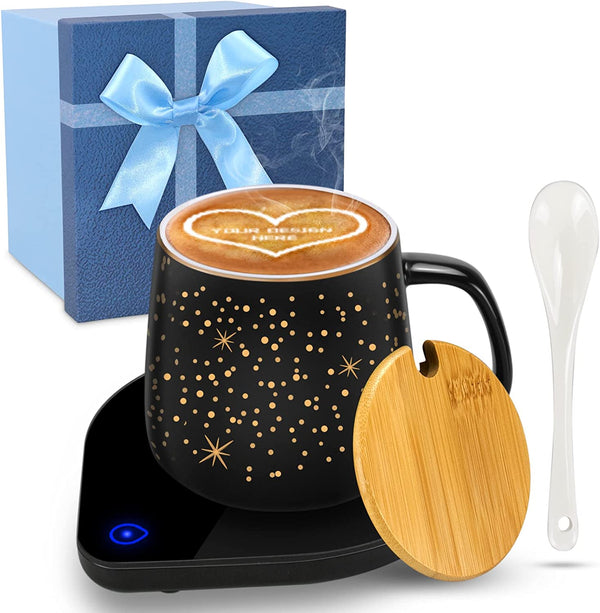 【2023 Upgraded】 Coffee Warmer with Mug Set/Coffee Cup with Warmer/Coffee Mug Warmer with 2 Temperature/Coffee Cup Warmer for Desk/Gifts for Birthday, Thanksgiving Day and Christmas, Valentine's Day