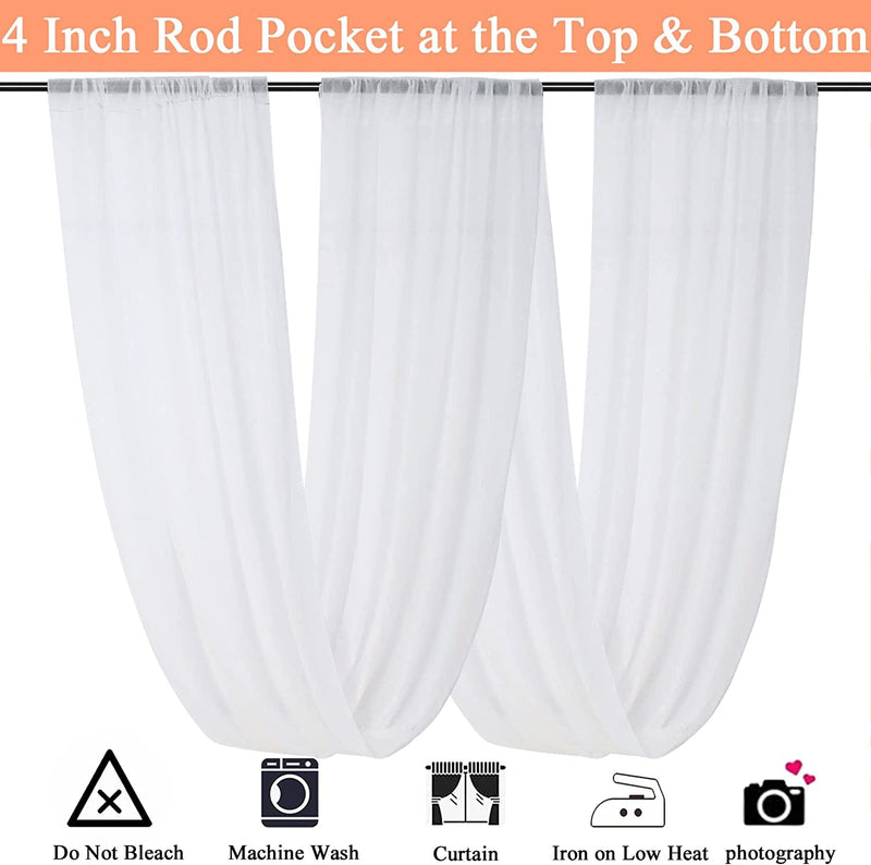 max length 255 Office Party Ceiling Drapes with White Chiffon Fabric - Set of 6 - 5Ft x 10Ft Panels for Wedding Arch Decoration Reception Tent Canopy Events