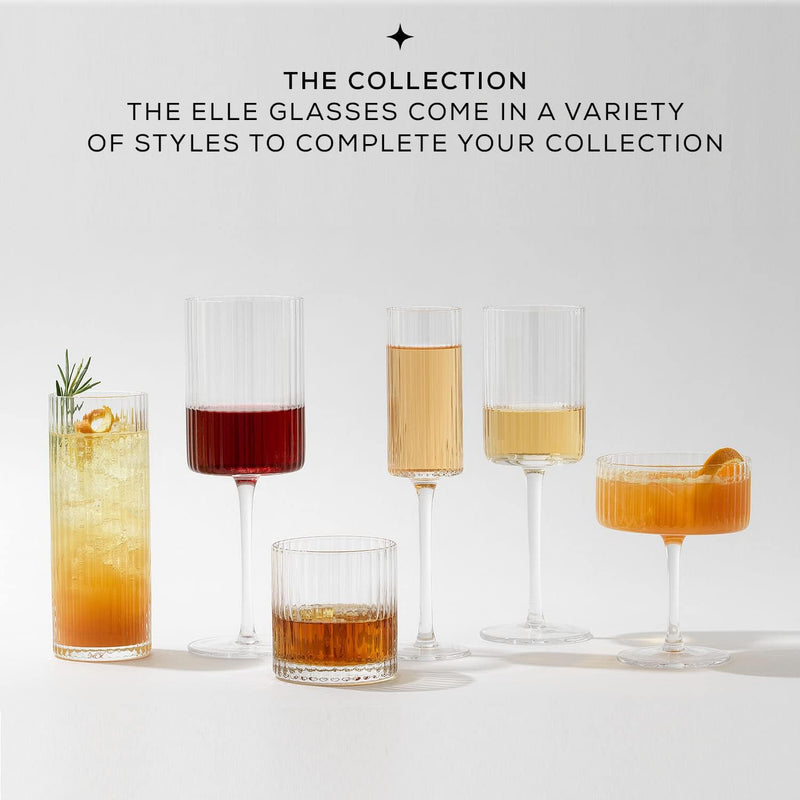 JoyJolt Fluted Highball Glasses – ELLE 16oz Tall Drinking Glasses. 2 Ribbed Highball Glasses. Gin and Tonic Glasses, Cocktail Glasses, Juice Tumblers & Water Glasses. Vintage Style Drinking Glasses