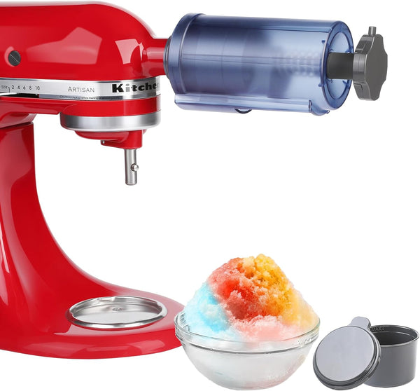 FORTHEAL Shaved Ice Attachment for KitchenAid mixers- Shaved Ice Machine,Ice Crusher, Customizable Flavors & Compatible with all KitchenAid Models ，with 8 Ice Molds Included