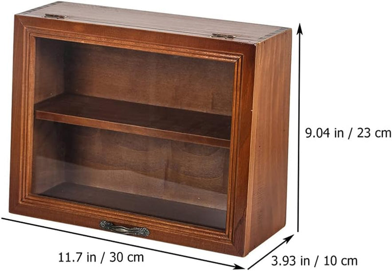 Countertop Display Shelves Wooden Tea Box Organizer Wood Tea Storage Box Chest Tea Bag Holder Rack Storage Container Tea for Coffee Tea Sugar Sweeteners Creamer Coffee Mug Display Box