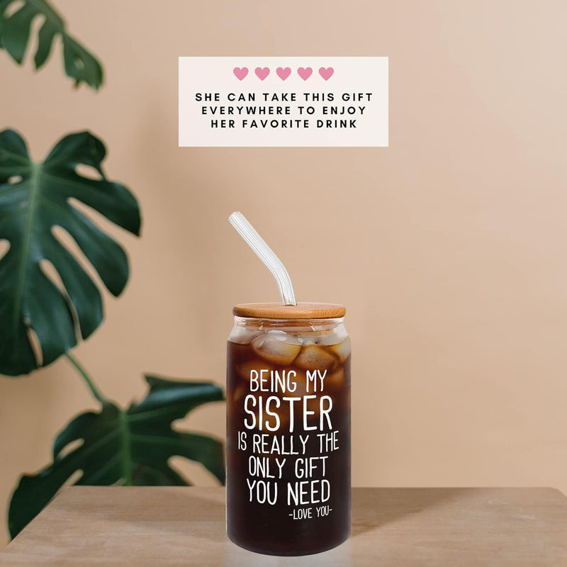 Sister Gifts from Sister, Brother - Christmas Gifts for Sister - Birthday Gifts for Sister, Sister Birthday Gifts from Sister - Funny Gifts for Sister - Gifts for Big Sister, Bestie Gifts - Can Glass