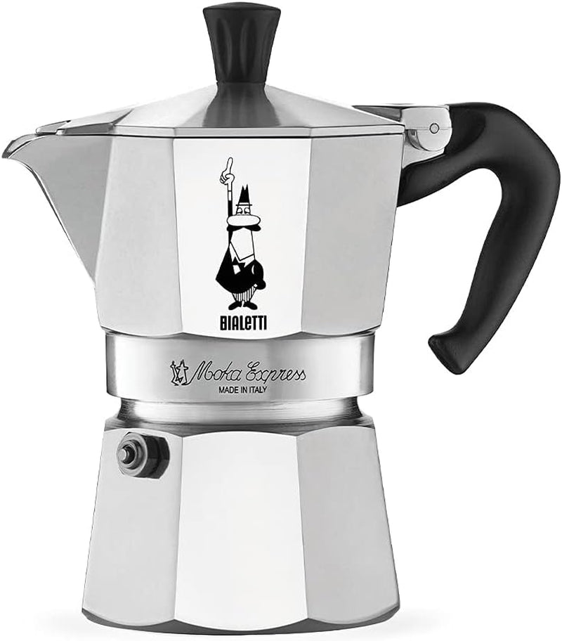 Bialetti - Moka Express: Iconic Stovetop Espresso Maker, Makes Real Italian Coffee, Moka Pot 1 Cup (2 Oz - 60 Ml), Aluminium, Silver