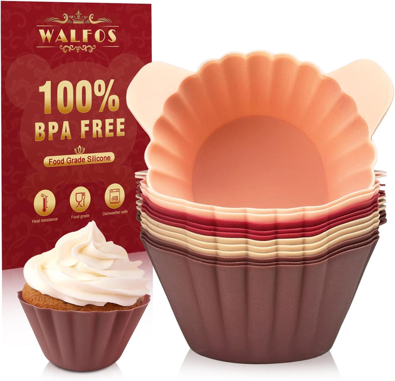 Walfos Silicone Cupcake Pan Set, 2-Piece Mini 24 Cups Muffin Baking Pan, BPA Free and Dishwasher Safe, Non-stick , Great for Making Muffin Cakes, Fat Bombs