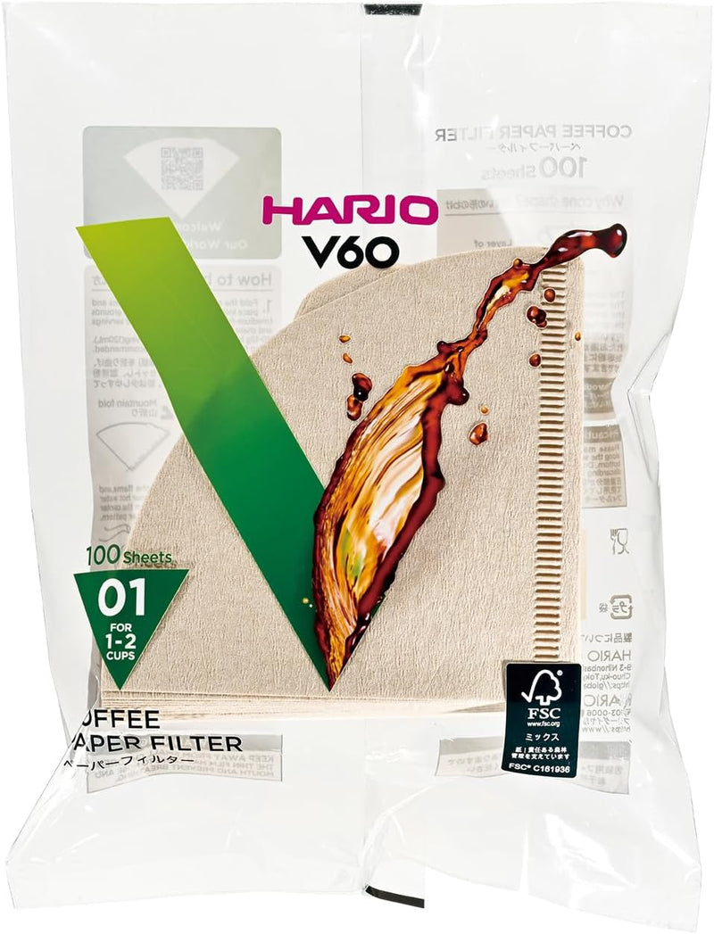 Hario V60 Paper Coffee Filters, Size 02, Natural, 200 Count