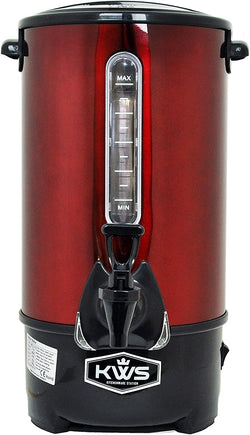 KWS WB-10 9.7L/41 Cups Commercial Heat Insulated Water Boiler and Warmer Stainless Steel (Red)