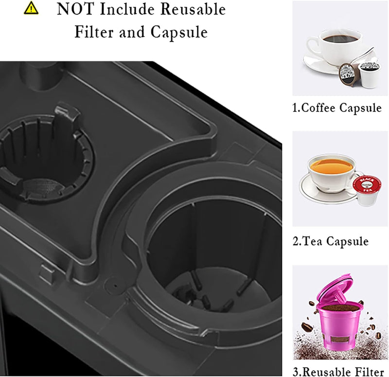 CHULUX Single Serve Coffee Maker for K Capsule and Ground Coffee, Single Cup Coffee Machine, Black