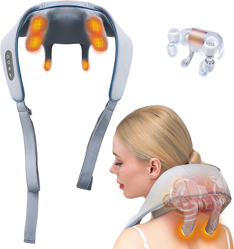 1PCS Neck Massager,Massagers for Neck and Shoulder with Heat ,Electric Neck Massager with Heat at Home for Muscle Relaxation (Gray)