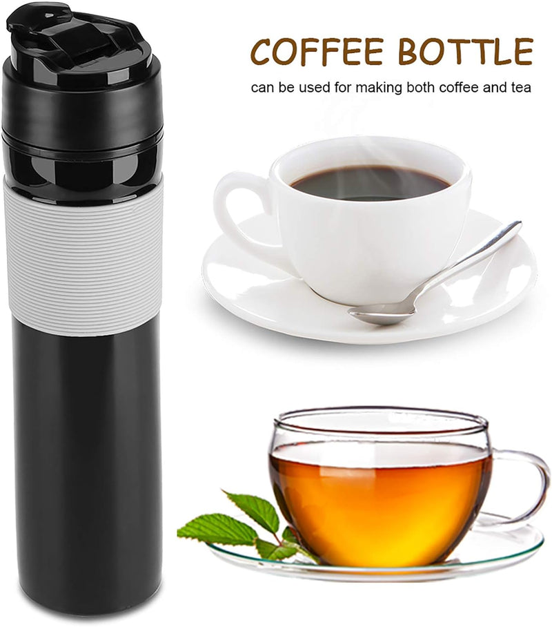 French Press Travel 350ml/12oz Portable Coffee Press Mug Tea and Coffee Maker Bottle Coffee Brewer Travel Tumbler Water Cup(Black)