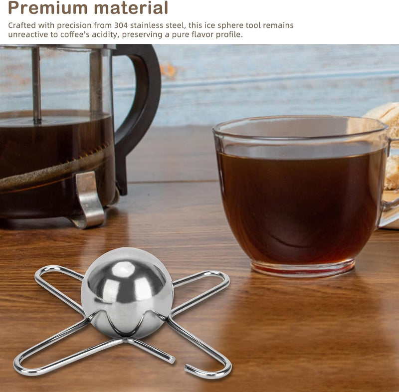 WEIGUZC Coffee Cooling Tool with Reusable Stainless Steel Ice Sphere - Unlock Coffee True Flavors, Also Ideal for Bourbon, Scotch, and Cocktails - 40mm Round Shape (1)