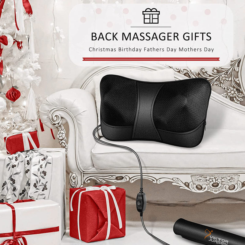 VIKTOR JURGEN Back Massager, Neck Massager with Heat, Shiatsu Shoulder Massager Gifts for Women Men, Deep Kneading Electric Neck Back Massager, Massage Pillow Gifts for Christmas, Mothers Day, Fathers