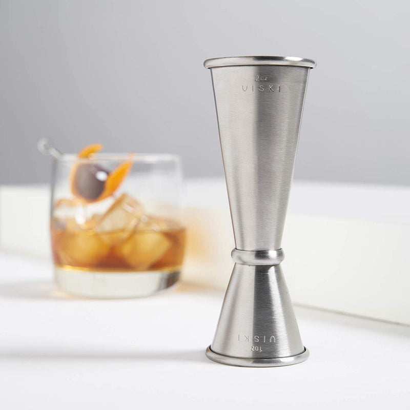 Viski Double Jigger with Measurements Inside, Stainless Steel Cocktail Jigger, Japanese Jigger Style, Jigger for Bartending, Jigger 2oz 1oz