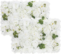 Flower Wall Panel 2 Pack of 16 X 24" Artificial Flower Panels for Backdrop Handmade Flower Wall Panels Wall Decor Flower Decoration for Party Wedding Bedroom (White)