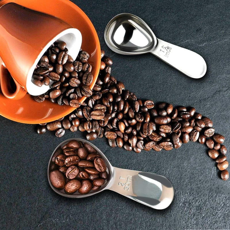 Coffee Scoop 18/8 Stainless Steel Coffee Measuring Spoon 2 Tablespoon Coffee Scoop Short Handle Measuring Spoon for Ground Coffee Tea Sugar Flour 2 Tbsp Coffee Scoop Exact Measuring Spoon (30ml)