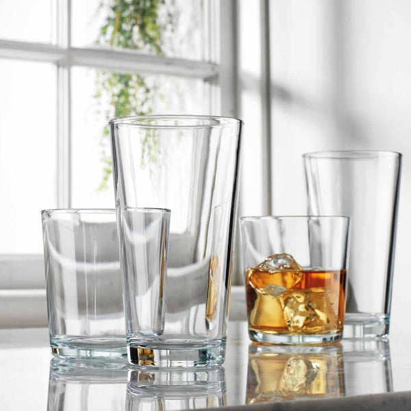 Glaver's Drinking Glasses Set of 8 Mixed Glassware Set, 4 Highballs 17 Oz., 4 Whiskey Glasses 13 Oz., Great For Cocktail Whisky and other Beverages. Dishwasher Safe.