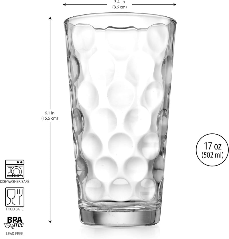 Home Essentials & Beyond Drinking Glasses [set of 10] Highball Glass Cups 17oz Premium Cooler Glassware – Ideal for Water, Juice, Cocktails, Iced Tea.