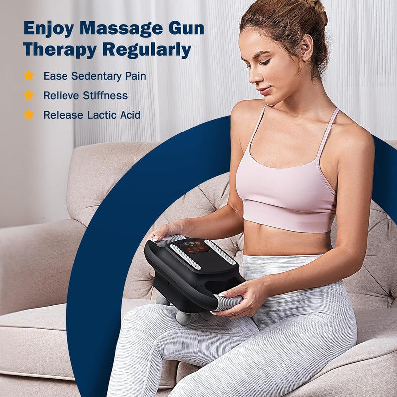 KNQZE Massage Gun Deep Tissue, Percussion 4-Head Massager Gun with 12 Intensities for Back, Neck, Leg, Full Body Muscle Pain Relief, Gifts for Families and Friends