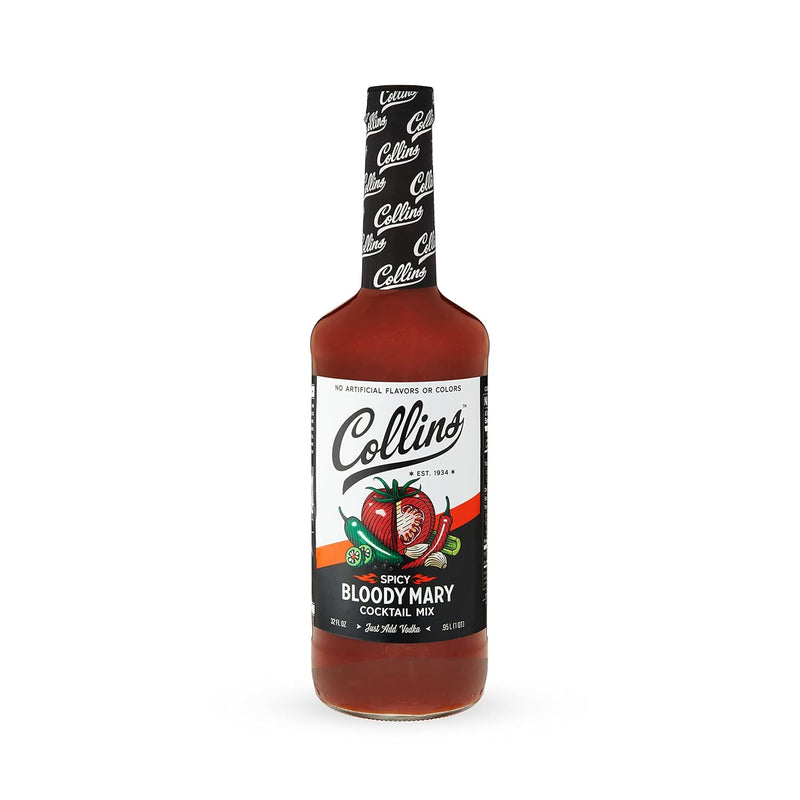 Collins Classic Bloody Mary Mix, Made With Tomato, Garlic, Worcestershire Sauce and Spices, Brunch Cocktail Recipe Ingredient, Bartender Mixer, Drinking Gifts, Home Cocktail bar, 32 fl oz