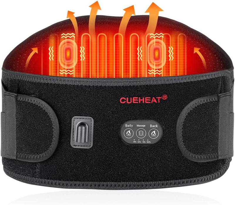 CUEHEAT Heating Pad for Back Pain Relief - Heating Pad Back Brace with Heat and Massage,Heat Belt for Back Pain Relief Belly Lumbar Spine Stomach Arthritis(49inches)