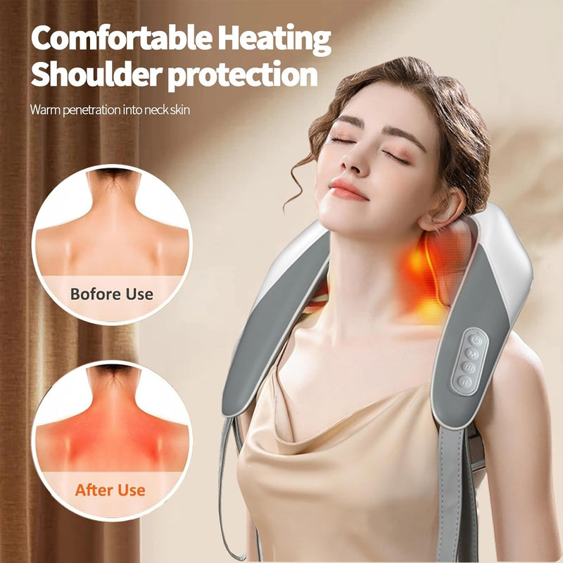 Kolacr Electric Neck Massager,Shiatsu Shoulder Massager with Heat,Neck and Shoulder Massager for Pain Relief Deep Tissue,Kneading Massager for Shoulder Neck Back,Perfect Gifts for Dad Mom (White)