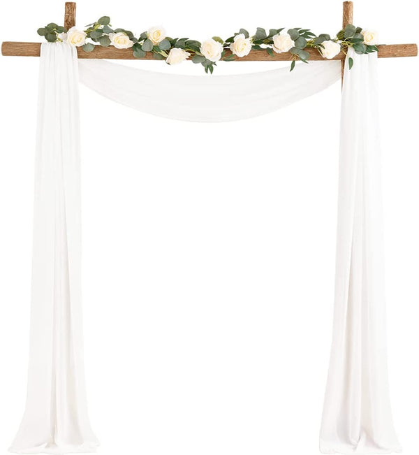 Ivory Chiffon Wedding Arch Drapes - Set of 2 Panels 6 Yards each - Backdrop Decorations