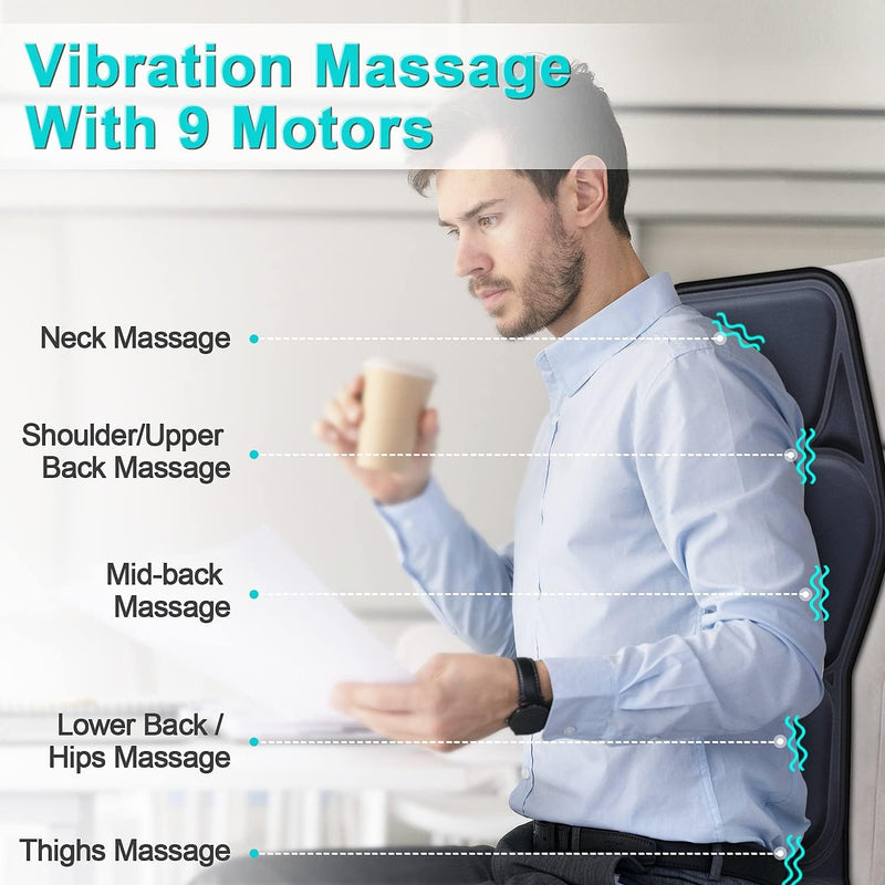 Seat Massager,Vibrating Back Massager for Chair Massage Cushion ,9 Nodes to Relieve Stress Pain, Home Office,Christmas Gifts Women/Men/Mom/Dad (Black)