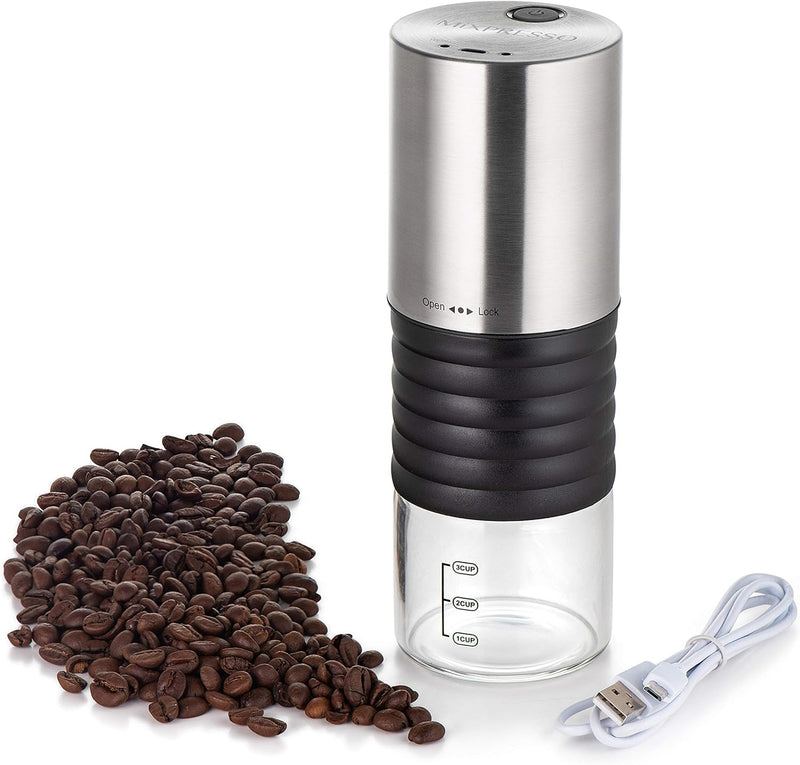 Mixpresso Electric Coffee Grinder With Usb And With Easy On/Off Button, Coffee Bean Grinder & Spice Grinder For Herbs, Nuts & Grains, Spice Mill.