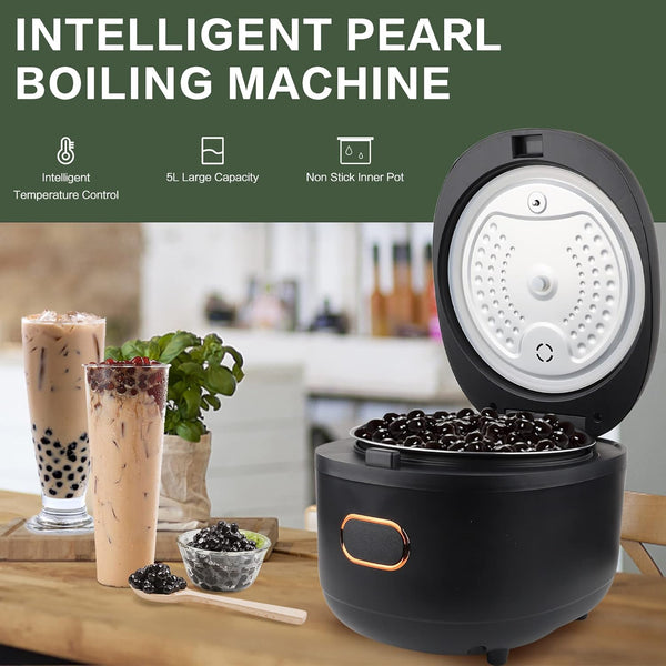 Automatic Boba Maker, 5L Pearl Boba Cooker, Smart Touch Control Panel Boba Pot, Commercial Boba Maker for Boba Tea & Bubble Tea & Milk Tea, 900W