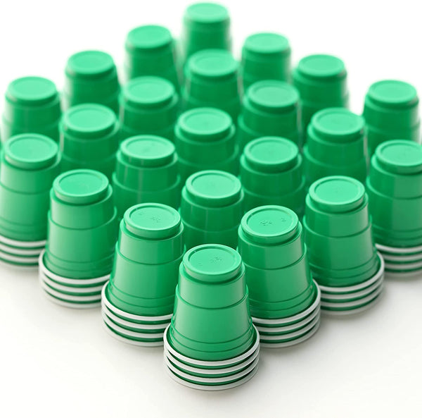 Green Christmas Plastic Shot Cups [100-Pack 2oz] - Christmas Party Cups, Christmas Shotcups, Holiday Party Cups, Themed Parties, Holiday Drinking Cups, Green Party Accessories, St. Patty's Day
