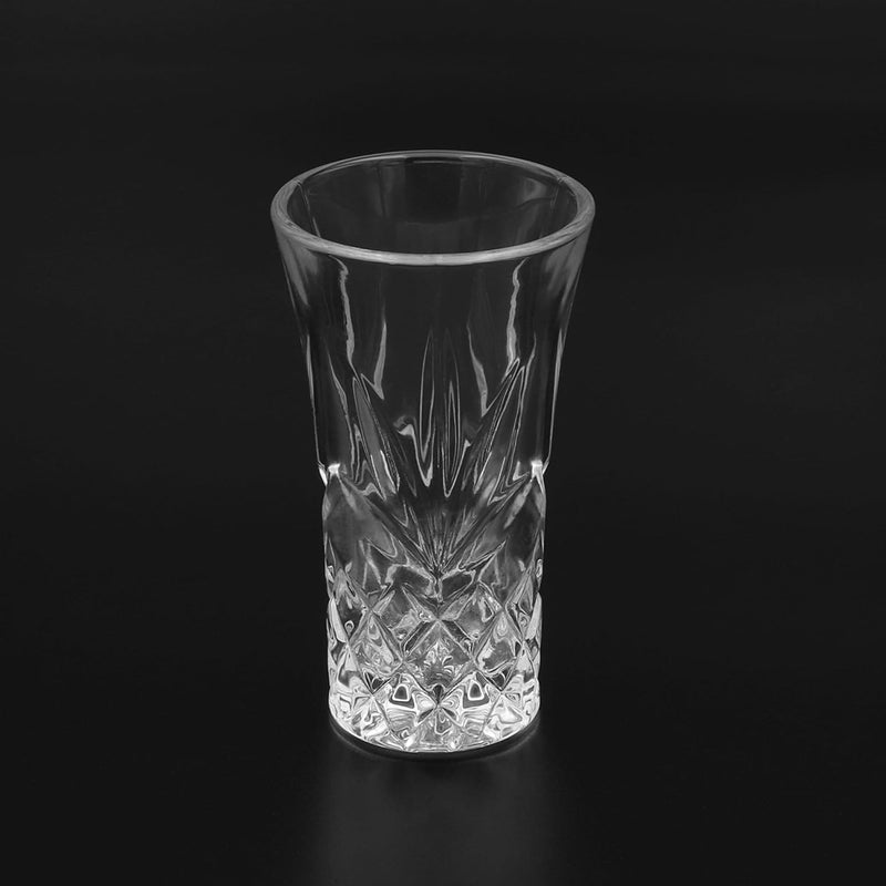 QUAFFER Tequila Glasses Heavy Base Shot Glass Cordial Glasses 2oz (Set of 4) – Classic Shape Elegant Patterned Glass - Authentic Tequila Shot Glass Set –– Perfect for Parties, Bars, Events, Home Bar