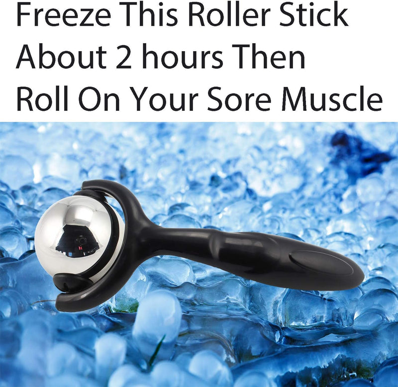 Vinyl Quote Me Roller Massage Ball - Ergonomic Handle Cold Warm Compression Temperature Keeper Stainless Steel Muscle Pain Relief Body Neck Shoulder Back Leg Calf Therapy Ice Heat Hot-Roller Stick