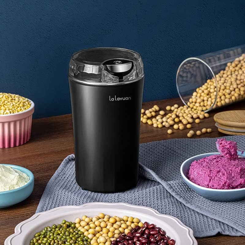 Coffee Bean Grinder Electric,200W Powerful Spice Grinder Electric, Espresso Grinder Herb Grinder Coffee Grinder for Spices,Herbs,Nuts with Brush,One Touch Push-Button Control,12 Cups/2.7oz,Black