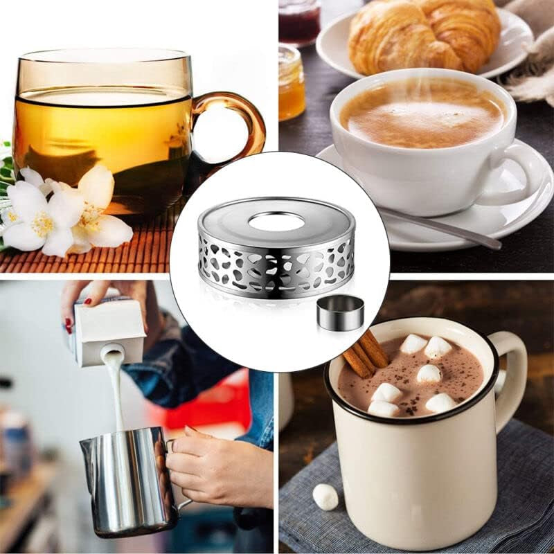 LinaLife Stainless Steel Coffee Tea Teapot Warmer Candle Light Round Base Heater Holder Candle Base Coffee Tea Warmer for Glass Teapot, Stainless Steel Teapot, Ceramic Teapot and Other Heatproof Dish