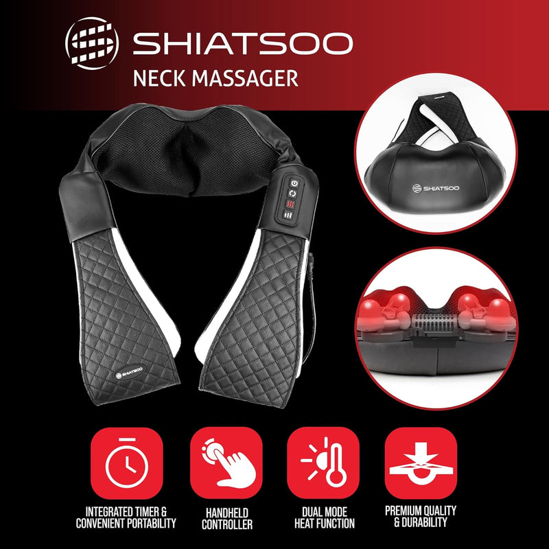 Shiatsu Neck and Back Massager | Professional Grade | 120-Degree Heat | Pain Relief Deep Tissue