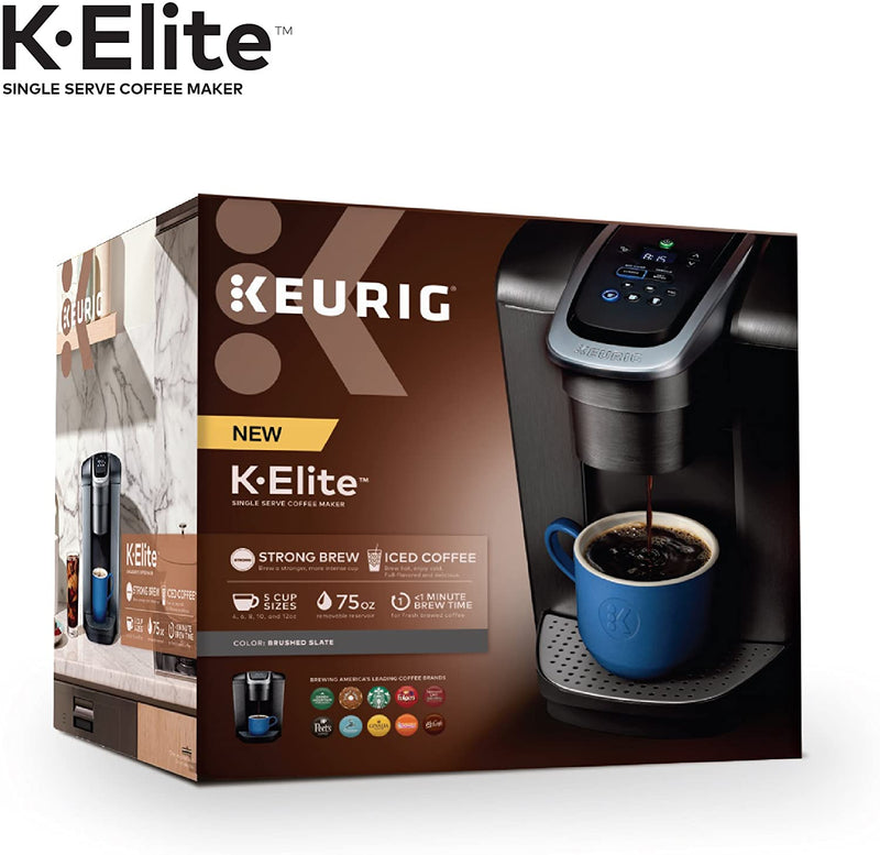 Keurig K-Elite Single-Serve K-Cup Pod Coffee Maker, Brushed Slate, 12 oz. Brew Size