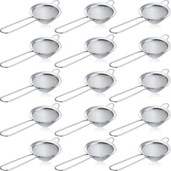 Yungyan 15 Pieces Tea Strainers Cocktail Strainer 3.3 Inches Stainless Steel Fine Mesh Strainer Colander Conical Food Loose Tea Strainer Practical Bar Strainer Tool, Silver