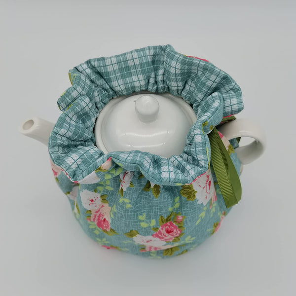 Wlirantim Tea Cozy for Teapot ,100% Cotton，Keep Warm and Decorative Pots Cozy，Vintage Floral Insulated Cosy Kitchen party Accessories，Tea Kettle Cover, Green, 6.3''X6.3''X7.08''