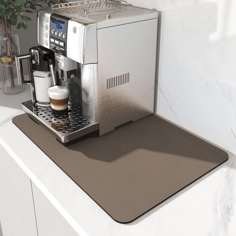 AMOAMI-Coffee Mat Hide Stain Rubber Backed Absorbent Dish Drying Mat for Kitchen Counter-Coffee Bar Accessories Fit Under Coffee Maker Coffee Machine Coffee Pot Espresso Machine Dish Rack