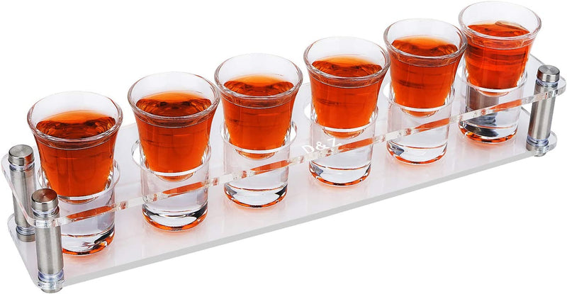 D&Z 1 Ounce Shot Glass Set with Tray, 12 Shot Glasses for Tequila/Vodka/Whiskey/Cocktail, Unique and Convenient Serving Tray - Easily Organize More Attractive Gatherings, Ideal 21st Birthday Gifts