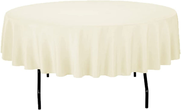 10-Piece Polyester Round Tablecloth - WeddingRestaurantParty - Machine Washable - Choice of Color Ivory