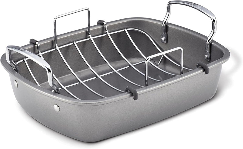 Circulon Nonstick Roasting Pan / Roaster with Rack - 17 Inch x 13 Inch, Gray