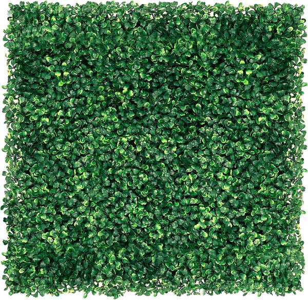 12 Pieces Artificial Boxwood Panel Grass Wall Hedge Privacy Screen - 20 x 20 UV Protected for Outdoor and Indoor Use Dark Green