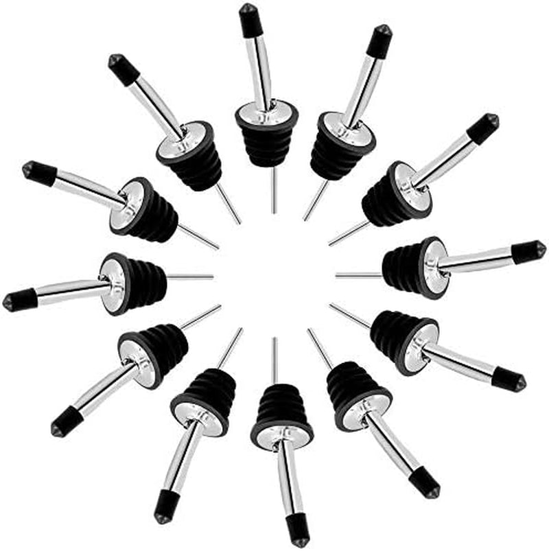 24 Pack Liquor Pour Spouts Set - Stainless Steel bottle spout and Liquor Pourers Dust Caps Covers