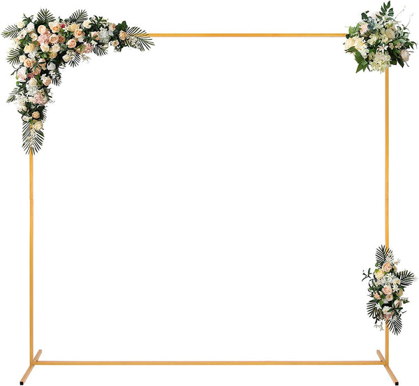Gold Wedding Arches for Ceremony - 6.6FT X 6.6FT Metal Balloon Arch Stand Square Wedding Arch Backdrop Stand Frame for Bridal Birthday Party Garden Decoration Anniversary