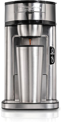 Hamilton Beach The Scoop Single Serve Coffee Maker & Fast Grounds Brewer, Brews in Minutes, 8-14oz. Cups, Stainless Steel