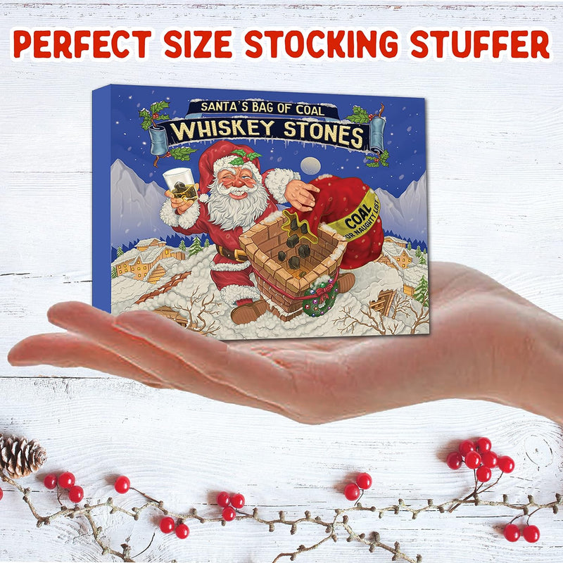 15 Whiskey Stones in Gift Box w/Sack - Naughty List Christmas Stocking Stuffers for Men. Bourbon Bar Gadget Gifts for Dad, White Elephant for Him Husband Boyfriend Adults. Soapstone Scotch Rocks