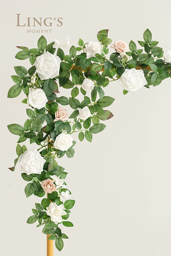 5FT White Artificial Rose Flower Wedding Runner