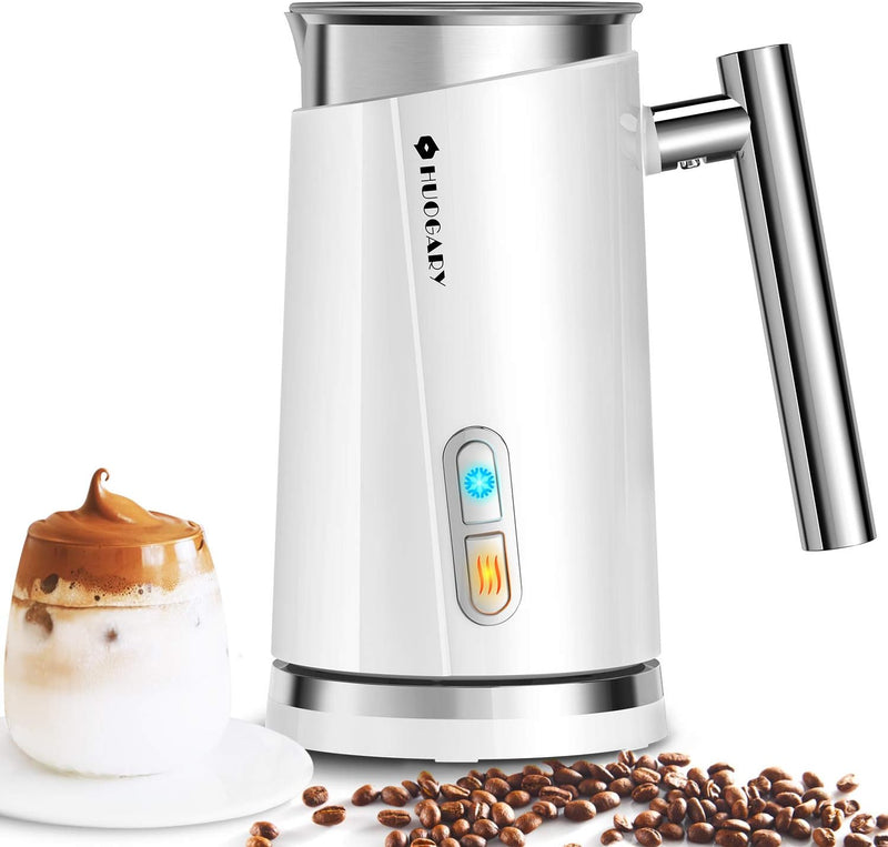 Huogary Milk Frother, Milk Steamer for Milk Foam & Hot Milk(4.5oz/10.5oz), Electric Milk Frother and Warmer for Homemade Coffee, 120V (Black) (white)