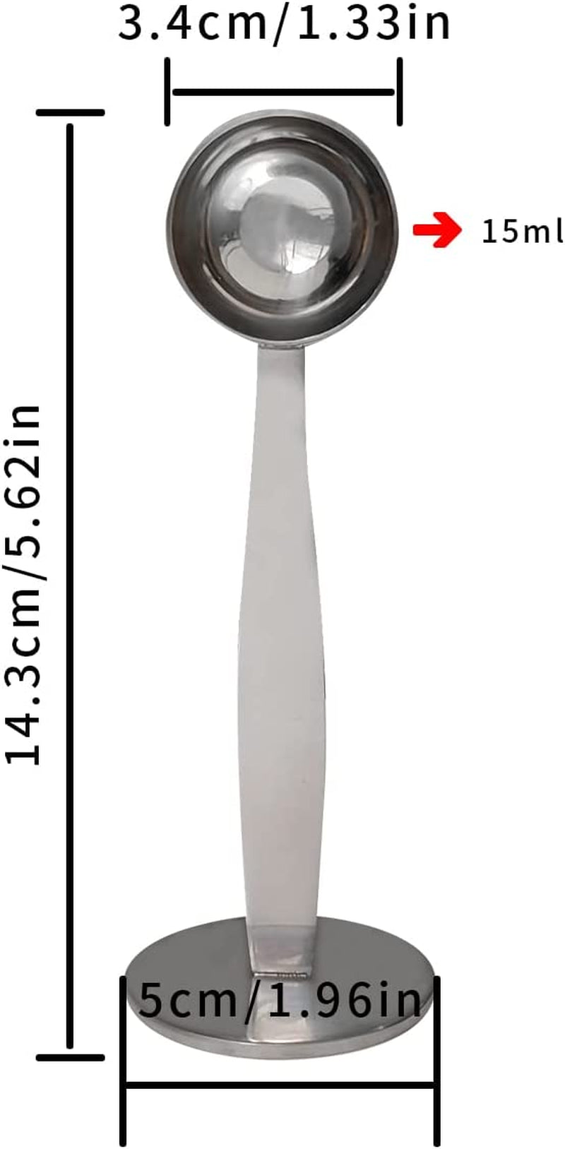 2-in-1 Coffee Scoops, 304 Stainless Steel Tablespoon Measure Spoon, with Pressed Bottom for Coffee Bean Press Coffee Grinding Pressing（Silver15 ml）